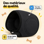 Cache-oreilles posé : coussins rembourrés, tissu doux et respirant, serrage réglable sous le cou (coloris noir)